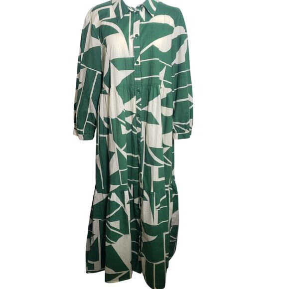 Zara Green and White Midi Dress - Picture 2 of 9